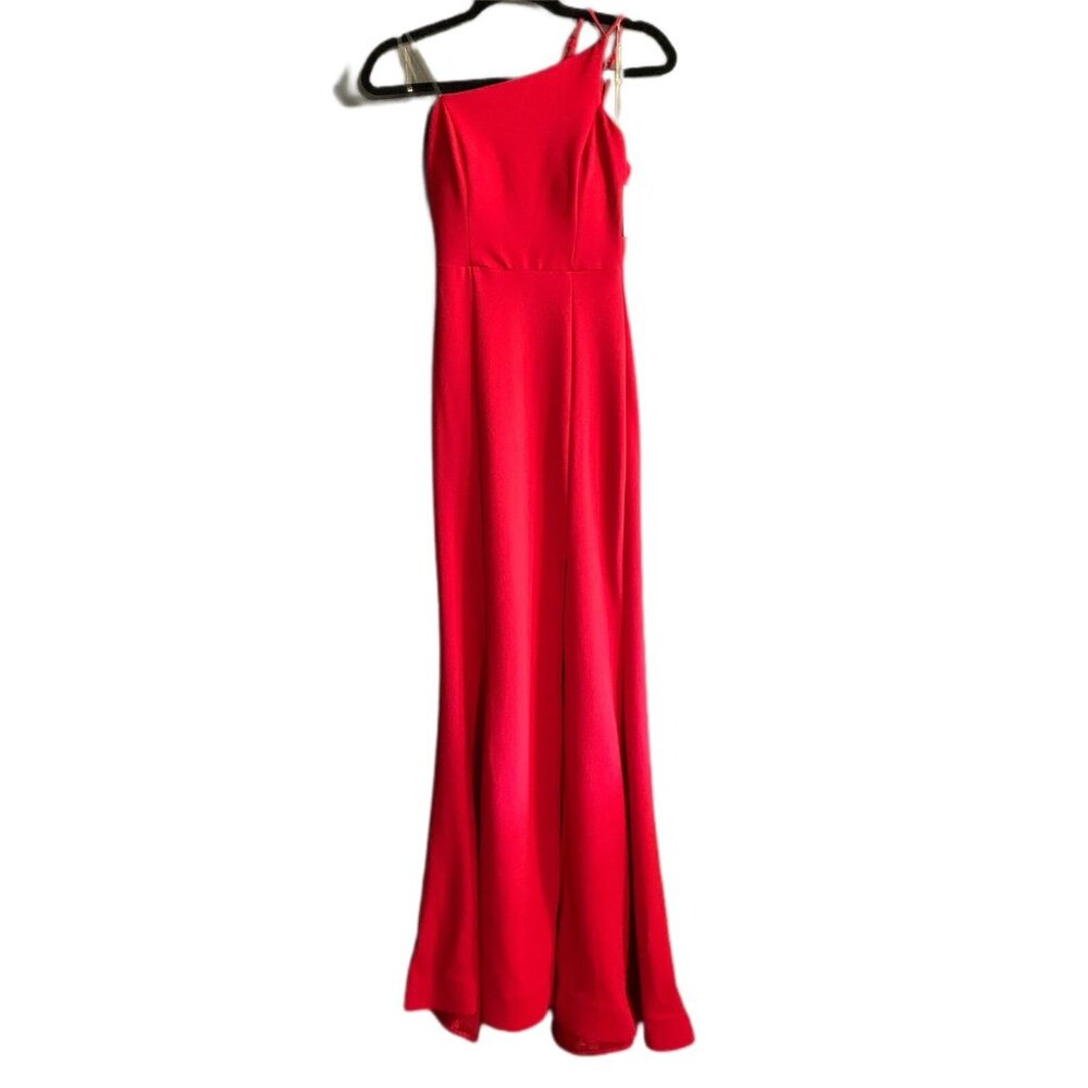 Teeze Me Women’s Crepe One Shoulder Sheath Red Prom Dress Size 1 NWT - Picture 1 of 8